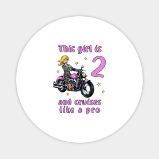 Girl two years old - 2nd birthday motorcycle Magnet